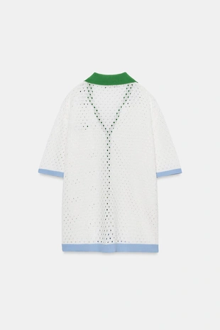 Поло вязаный ажурный- Заказать в России