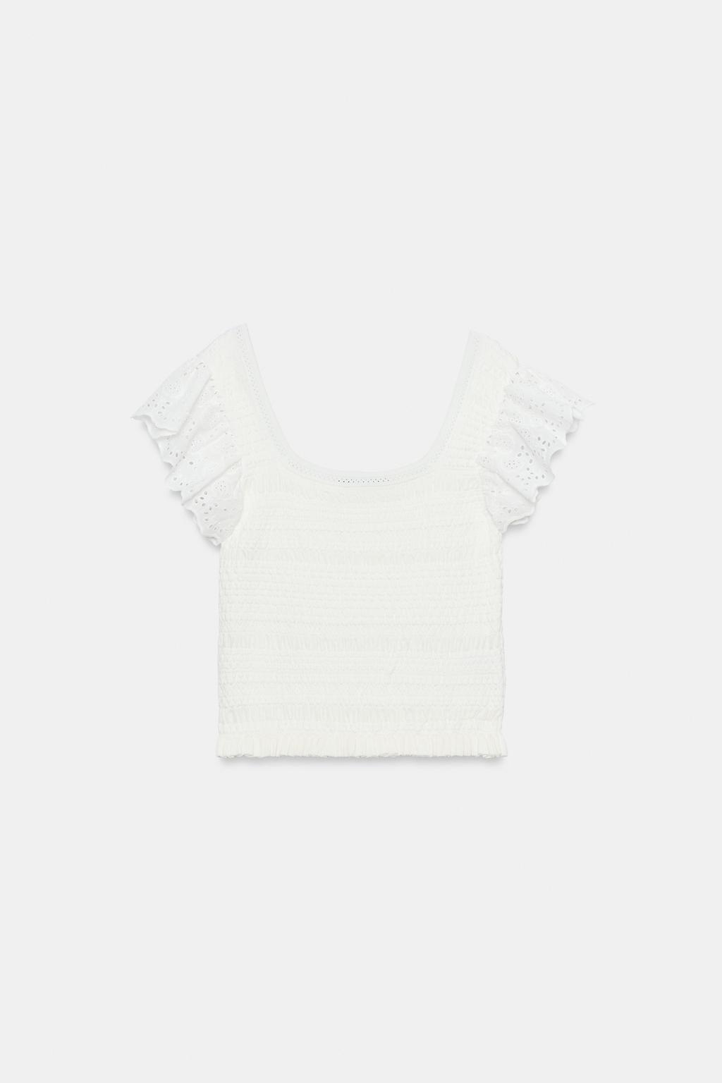 ТРИКОТАЖНЫЙ ТОП С АЖУРНОЙ ВЫШИВКОЙ
