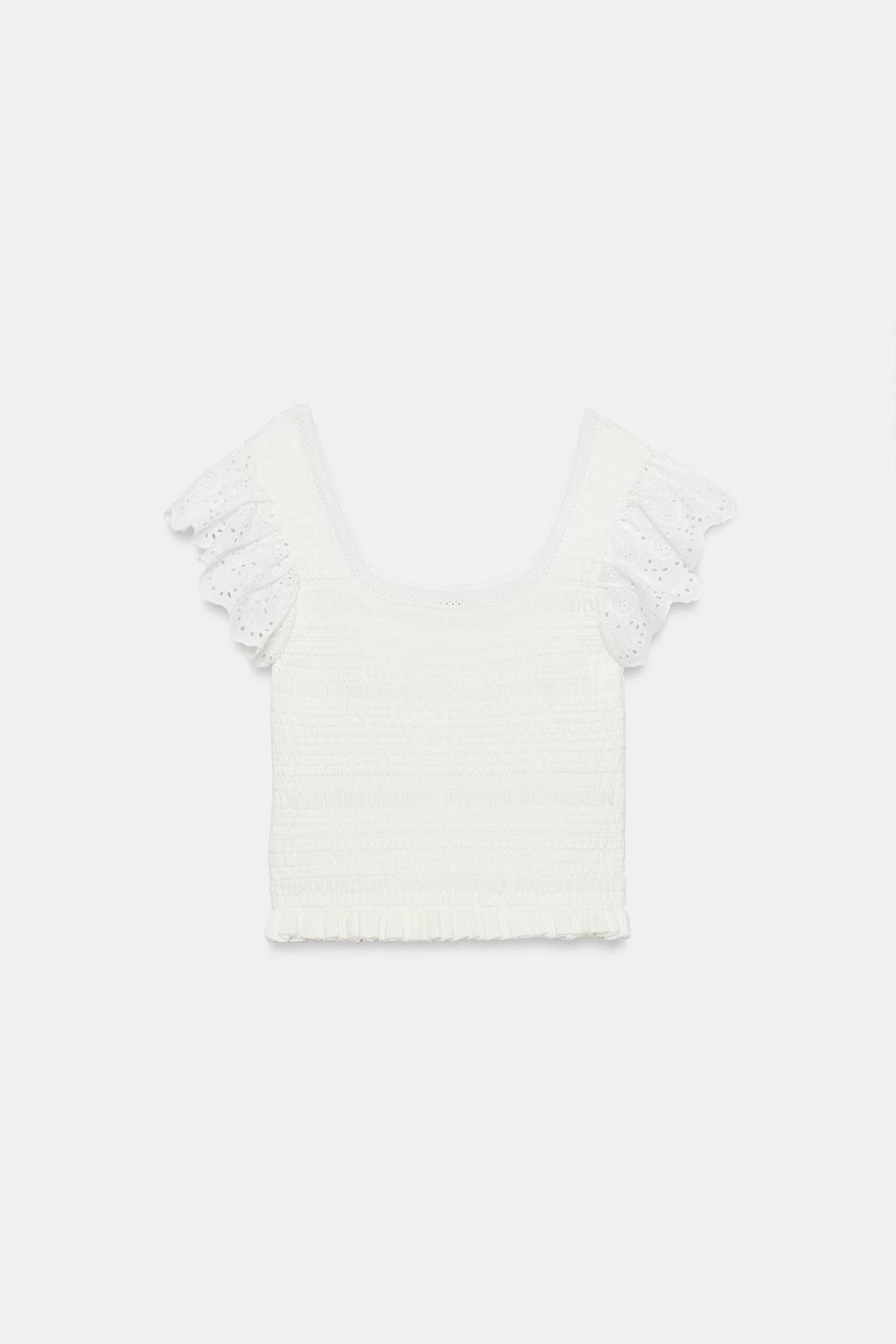 ТРИКОТАЖНЫЙ ТОП С АЖУРНОЙ ВЫШИВКОЙ