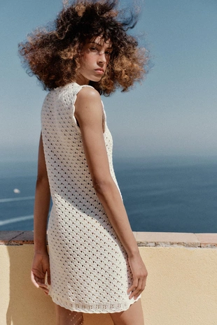 Мини-платье из трикотажа Pointelle- Заказать в России