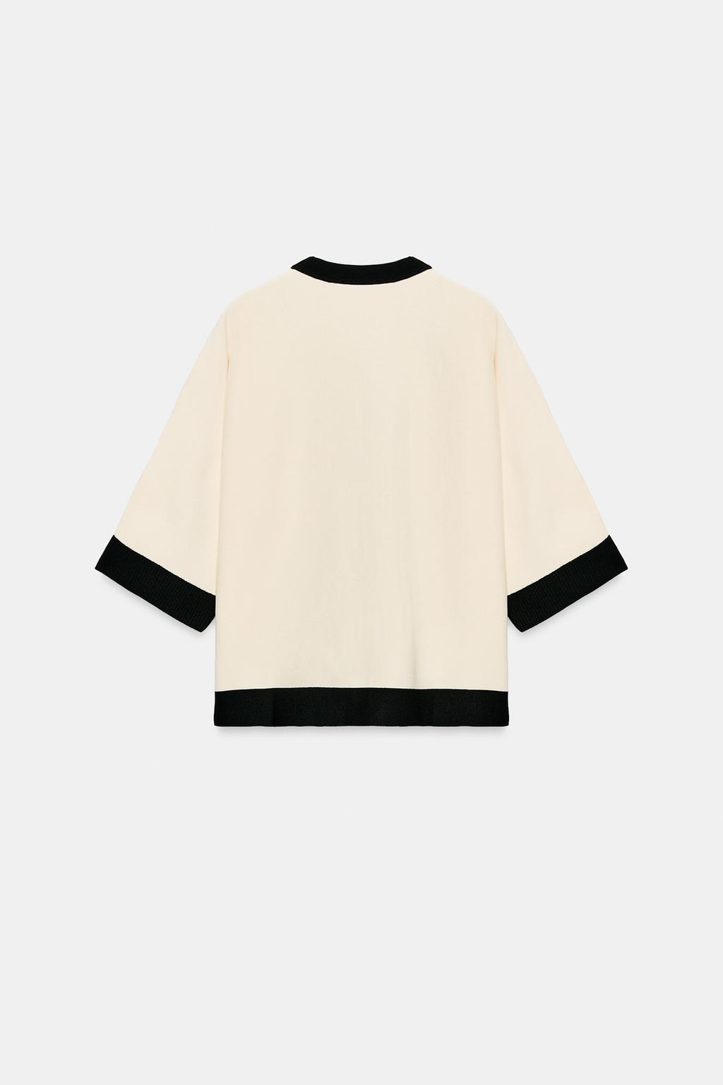 ВЯЗАНЫЙ ЖАКЕТ С КОНТРАСТНОЙ ОТДЕЛКОЙ