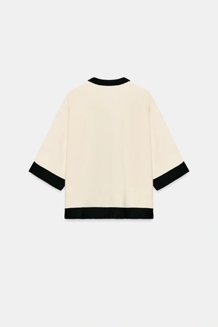 Вязаный жакет с контрастной отделкой- Заказать в России