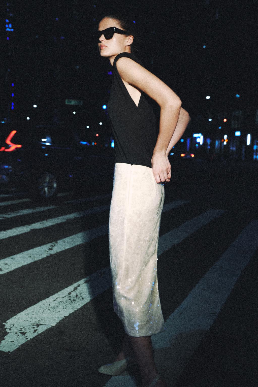 ЮБКА МИДИ С ПАЙЕТКАМИ — ZW COLLECTION