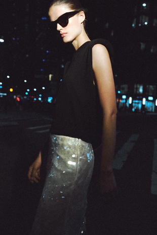 Юбка миди с пайетками — коллекция Zara «Zw»- Заказать в России