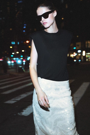 Юбка миди с пайетками — коллекция Zara «Zw»- Заказать в России