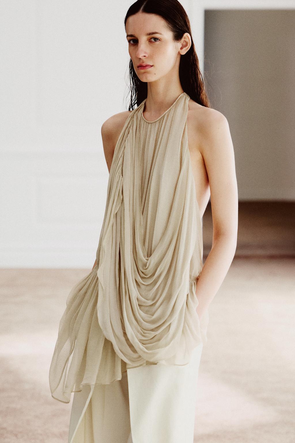 ТОП С ДРАПИРОВКОЙ В ГОРОШЕК — ZW COLLECTION