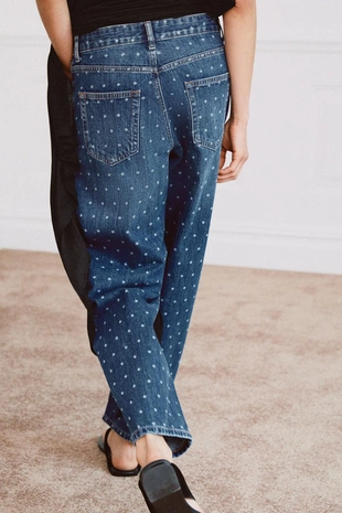 Зауженные джинсы со средней посадкой и принтом в горошек — Zw Collection- Заказать в России