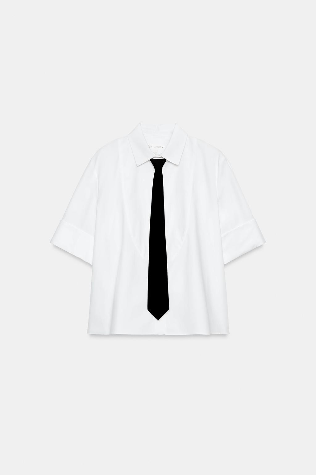 РУБАШКА С НАГРУДНИКОМ И СЪЕМНЫМ ГАЛСТУКОМ — ZW COLLECTION