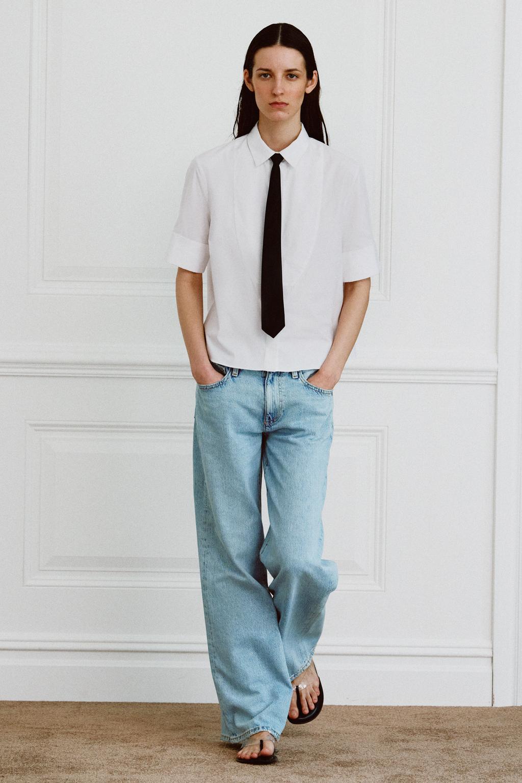 РУБАШКА С НАГРУДНИКОМ И СЪЕМНЫМ ГАЛСТУКОМ — ZW COLLECTION