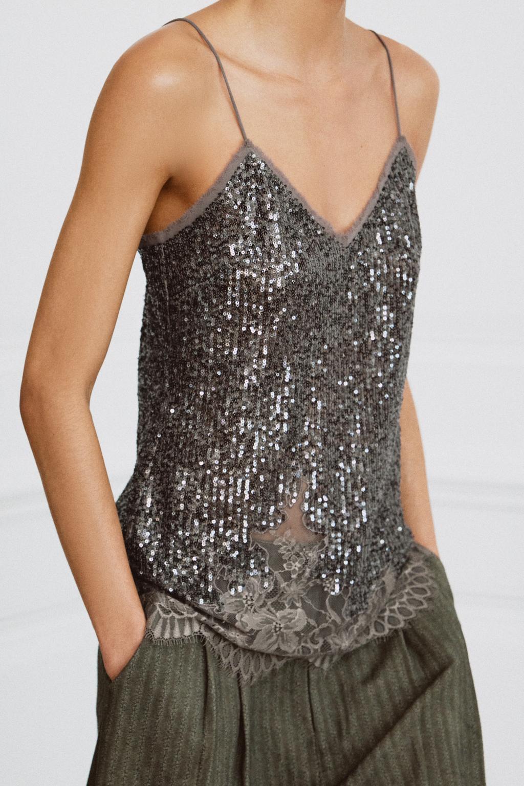 ТОП НА БРЕТЕЛЯХ С ПАЙЕТКАМИ — ZW COLLECTION