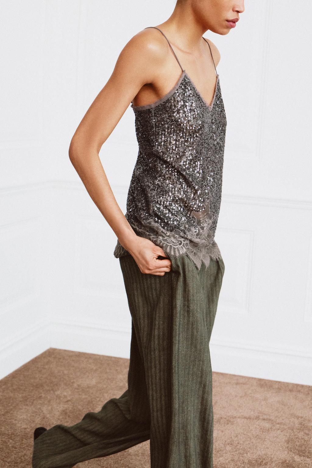 ТОП НА БРЕТЕЛЯХ С ПАЙЕТКАМИ — ZW COLLECTION