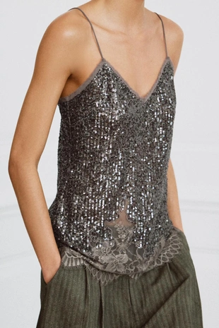 Топ на бретелях с пайетками — коллекция Zara «Zw»- Заказать в России