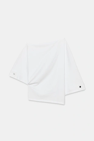 Майка с вырезом «лодочка» и пуговицами- Заказать в России