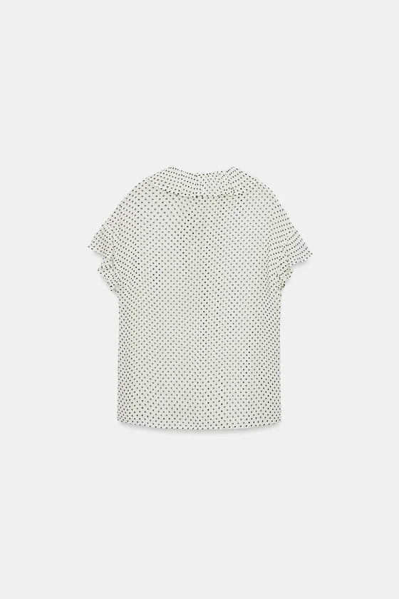 БЛУЗА С ЗАВЯЗКАМИ И ПРИНТОМ В ГОРОШЕК — коллекция Zara «ZW»