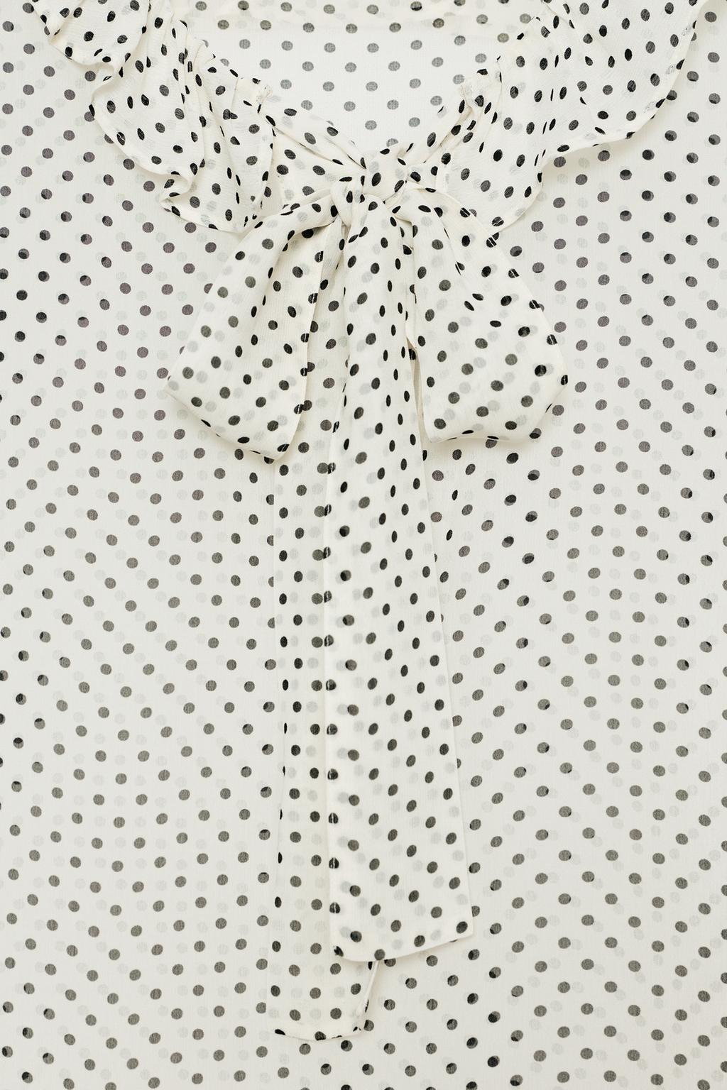 БЛУЗА С ЗАВЯЗКАМИ И ПРИНТОМ В ГОРОШЕК — ZW COLLECTION