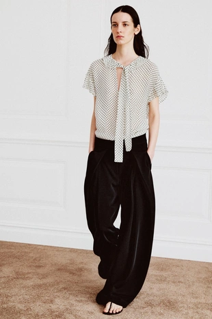 Блуза с завязками и принтом в горошек — Zw Collection- Заказать в России