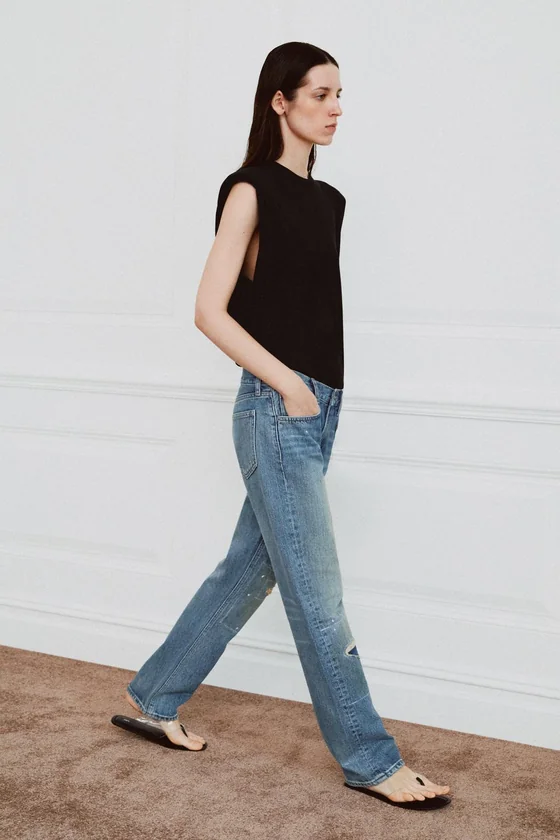 ДЖИНСЫ коллекция Zara «ZW» ПРЯМОГО КРОЯ СО СРЕДНЕЙ ПОСАДКОЙ И РВАНЫМИ ДЕТАЛЯМИ
