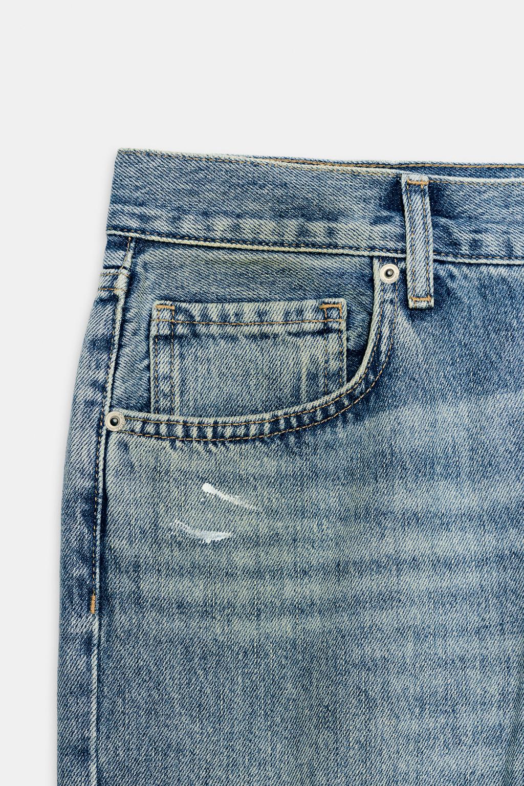 ДЖИНСЫ ZW COLLECTION ПРЯМОГО КРОЯ СО СРЕДНЕЙ ПОСАДКОЙ И РВАНЫМИ ДЕТАЛЯМИ