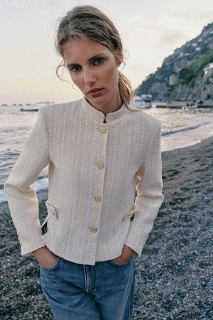 Блейзер из рельефной ткани с металлизированной нитью- Заказать в России