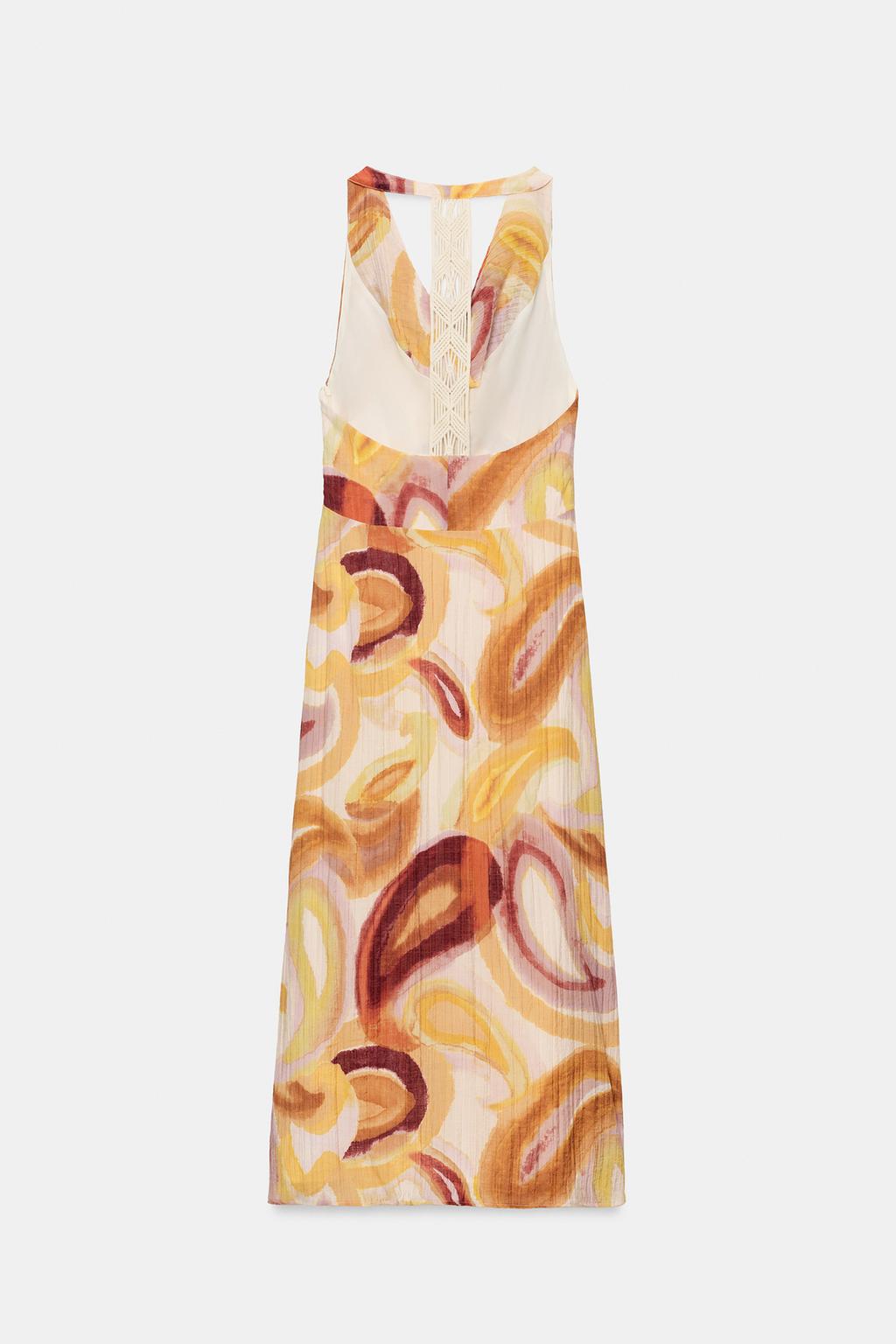 ПЛАТЬЕ МИДИ С ПРИНТОМ И КОМБИНИРОВАННОЙ СПИНОЙ