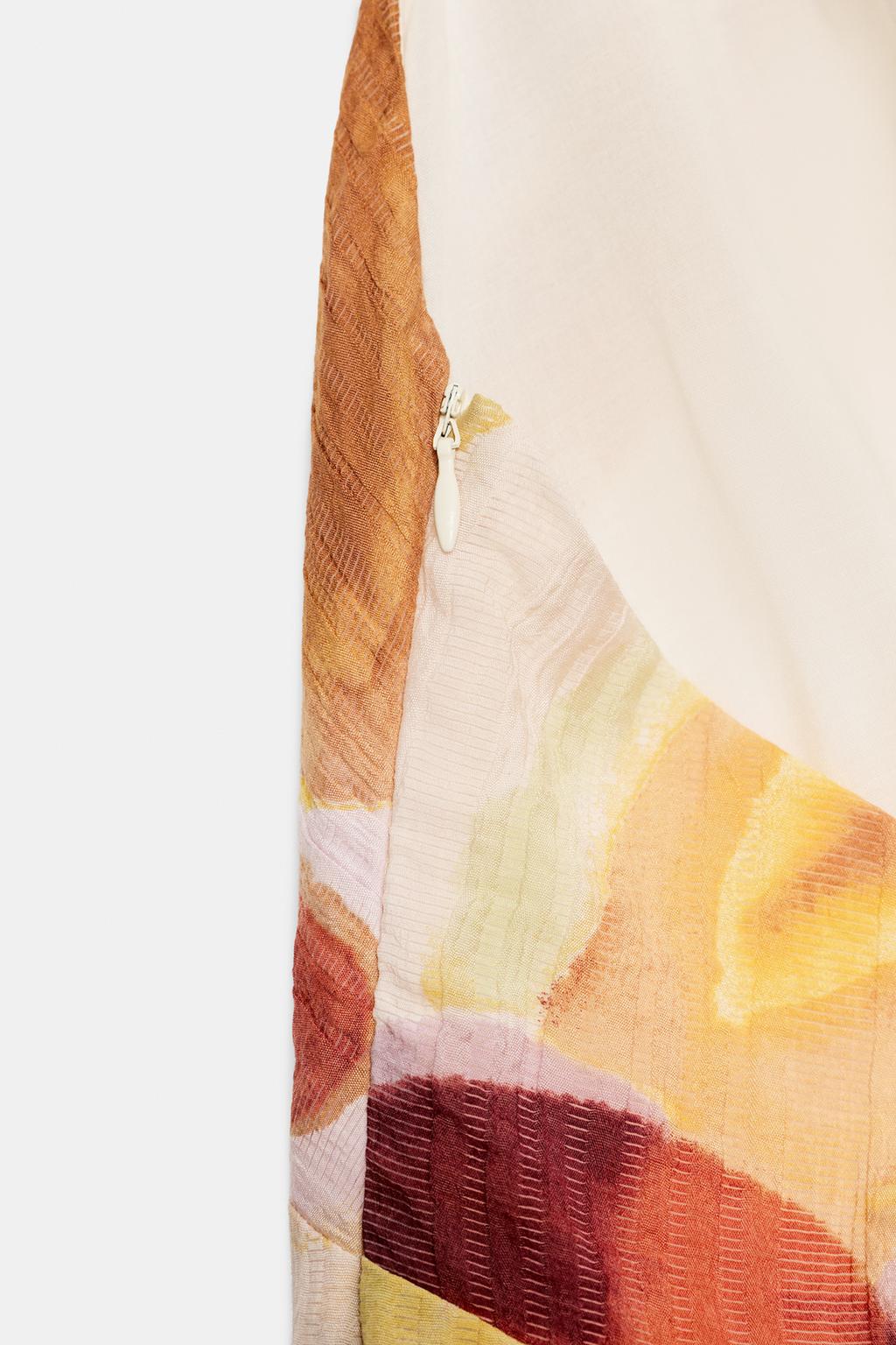 ПЛАТЬЕ МИДИ С ПРИНТОМ И КОМБИНИРОВАННОЙ СПИНОЙ