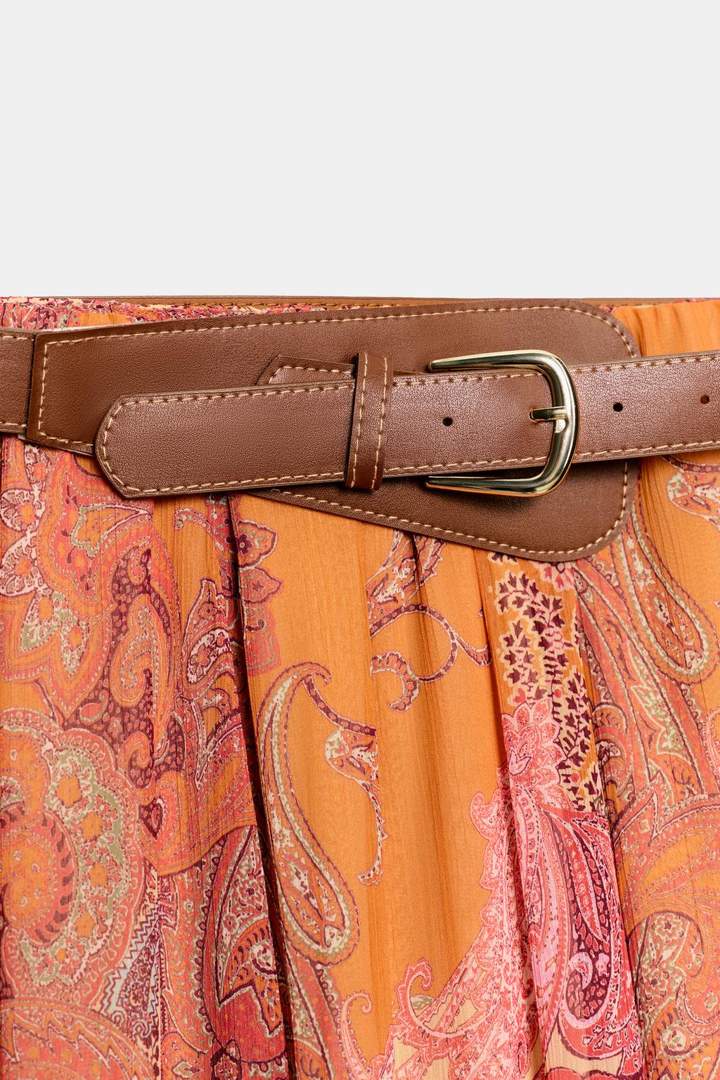 ЮБКА МИДИ С ПРИНТОМ И ПОЯСОМ