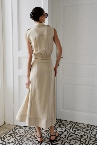 Юбка миди на запах из смесового льна- Заказать в России