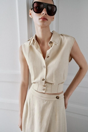 Топ из льна без рукавов- Заказать в России