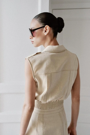 Топ из льна без рукавов- Заказать в России