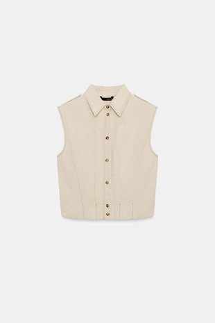 Топ из льна без рукавов- Заказать в России