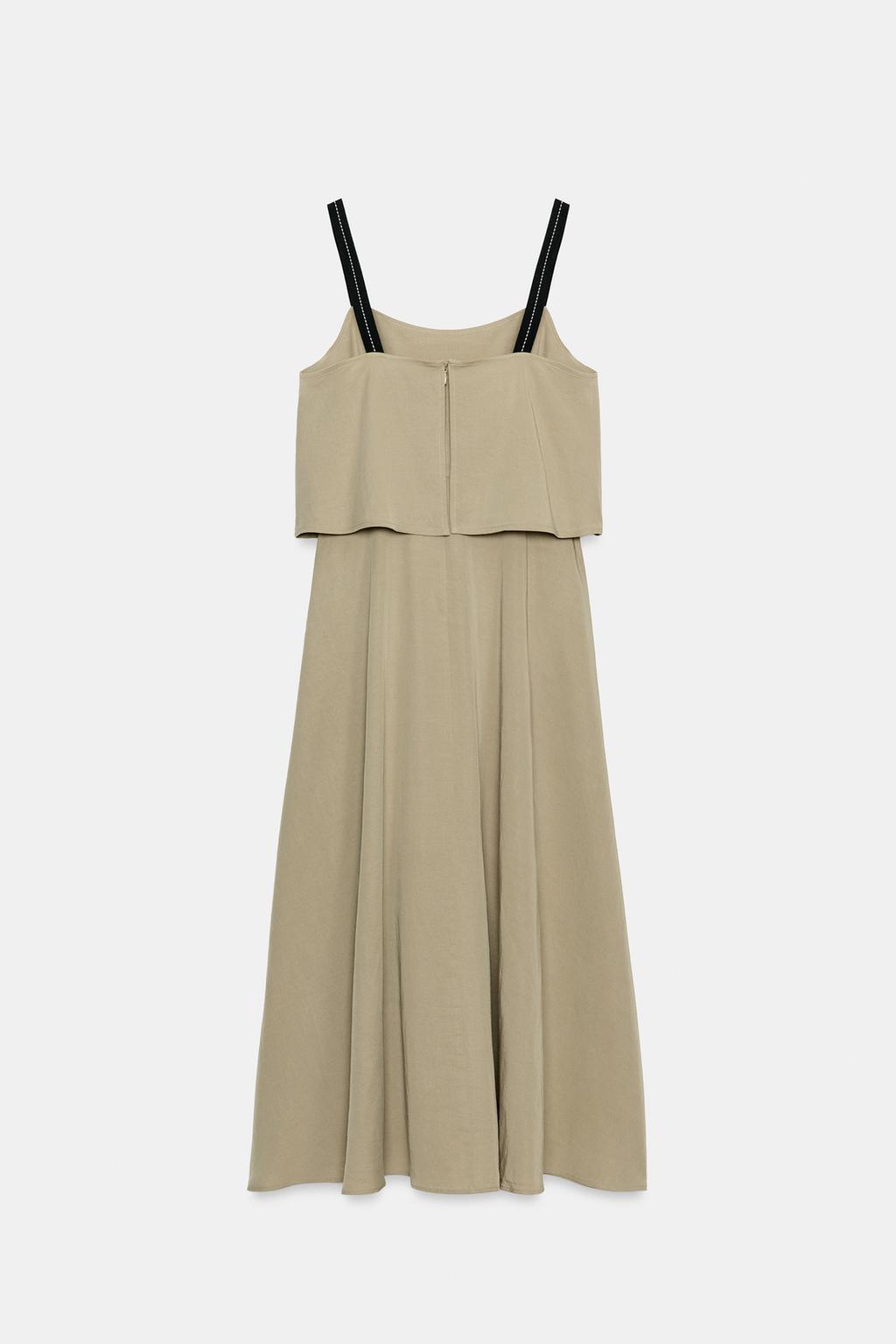 ПЛАТЬЕ МИДИ НА БРЕТЕЛЯХ С ДВОЙНЫМ СЛОЕМ