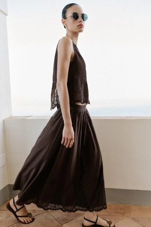 Объемная юбка миди с вышивкой- Заказать в России