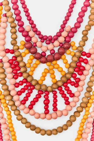 Каскадное ожерелье из деревянных бусин- Заказать в России