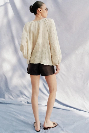 Блуза в полоску с завязками- Заказать в России