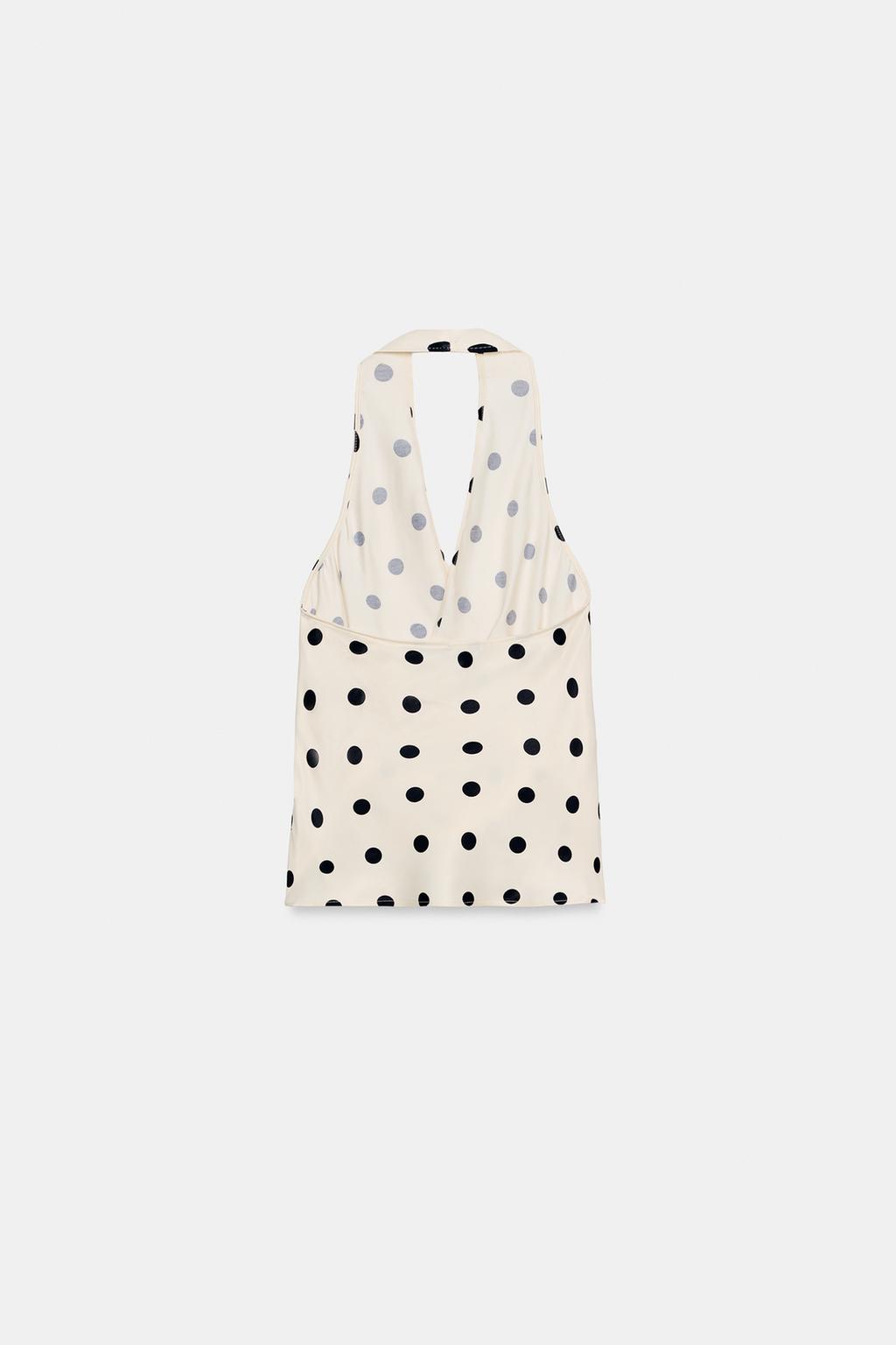 АТЛАСНЫЙ ТОП ХАЛТЕР В ГОРОШЕК