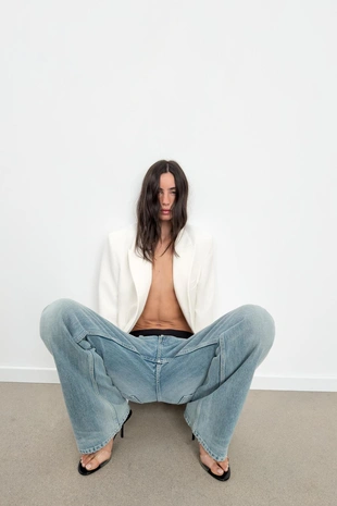 Двубортный блейзер оверсайз- Заказать в России