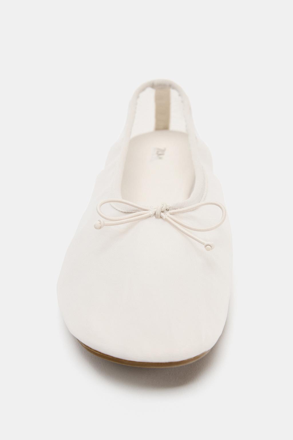 БАЛЕТКИ ИЗ СЕТЧАТОЙ ТКАНИ С БАНТОМ