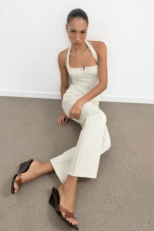 Топ в полоску с горловиной халтер- Заказать в России