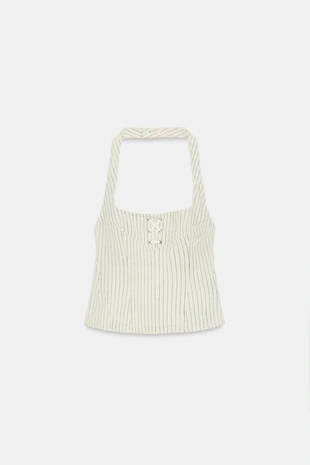 Топ в полоску с горловиной халтер- Заказать в России