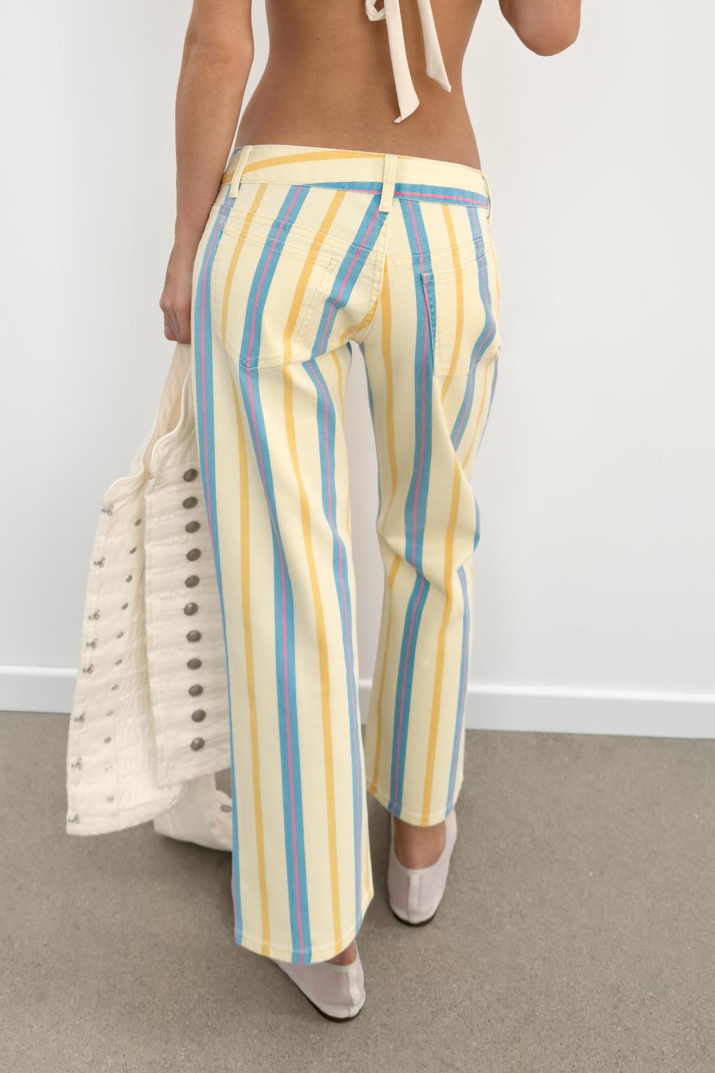 ДЖИНСЫ TRF ПРЯМОГО КРОЯ С НИЗКОЙ ПОСАДКОЙ В ПОЛОСКУ