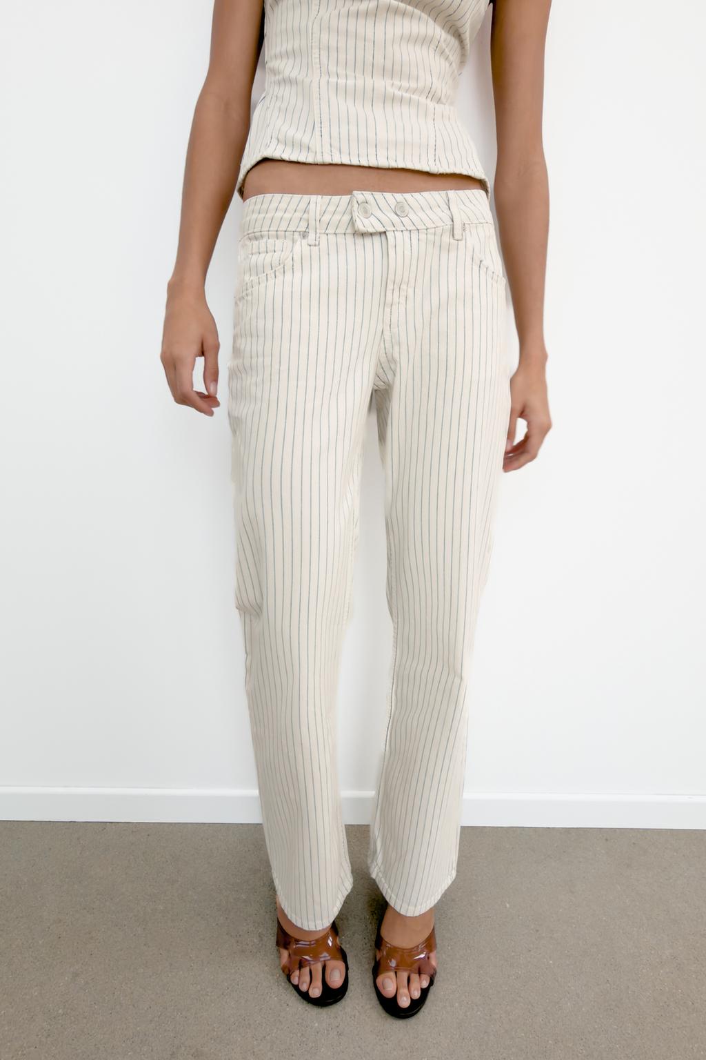 ДЖИНСЫ TRF ПРЯМОГО КРОЯ В ПОЛОСКУ С НИЗКОЙ ПОСАДКОЙ