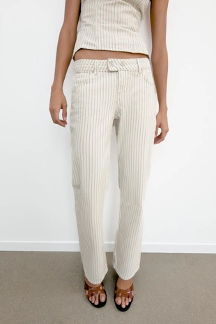 Джинсы Trf прямого кроя в полоску с низкой посадкой- Заказать в России