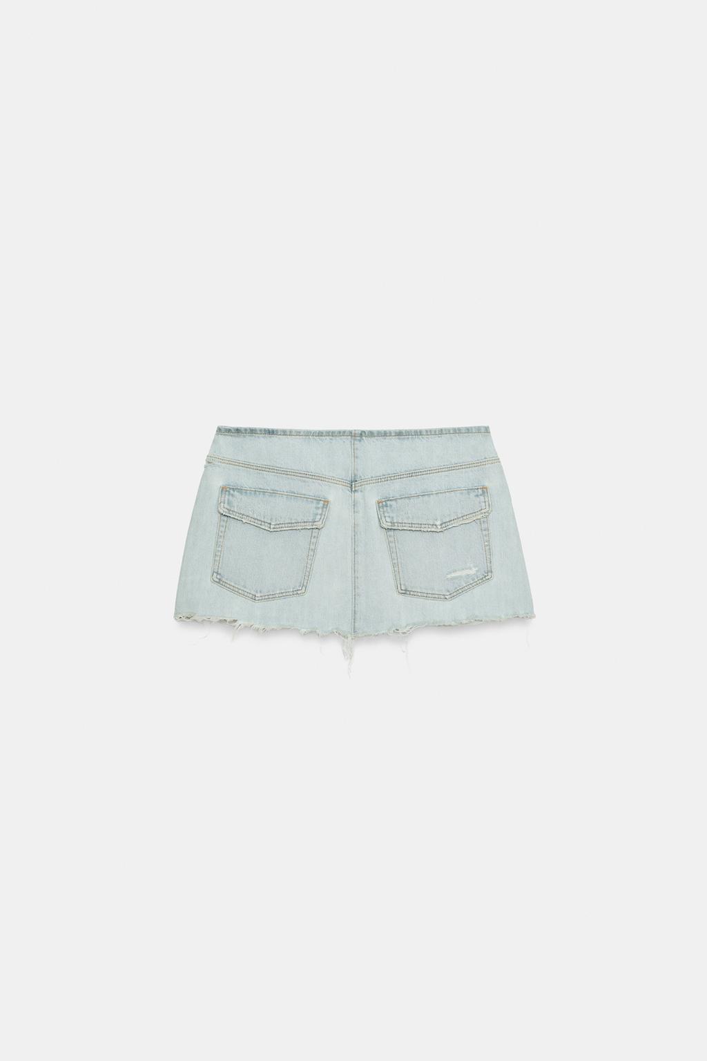 ДЖИНСОВАЯ МИНИ-ЮБКА TRF С РАЗРЫВАМИ