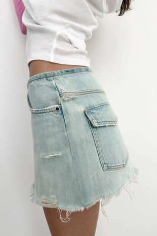 Джинсовая мини-юбка Trf с разрывами- Заказать в России