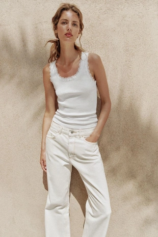 Топ с жемчугом и кружевом- Заказать в России