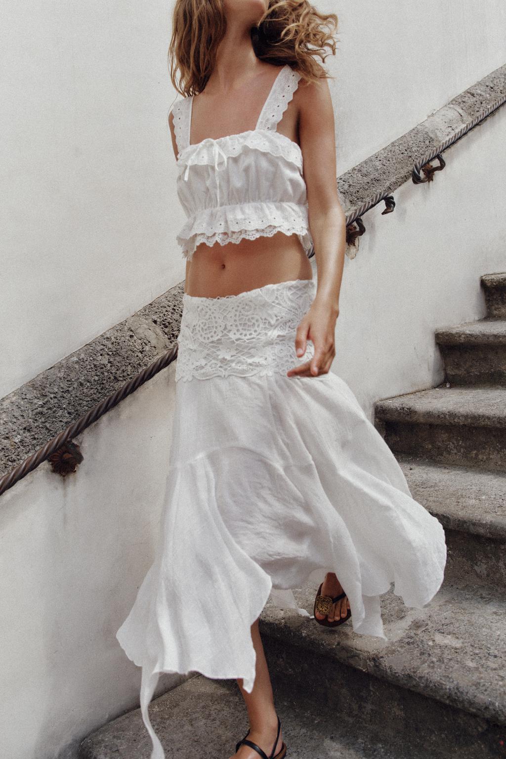 ЮБКА МИДИ АСИММЕТРИЧНОГО КРОЯ С ВЫШИВКОЙ