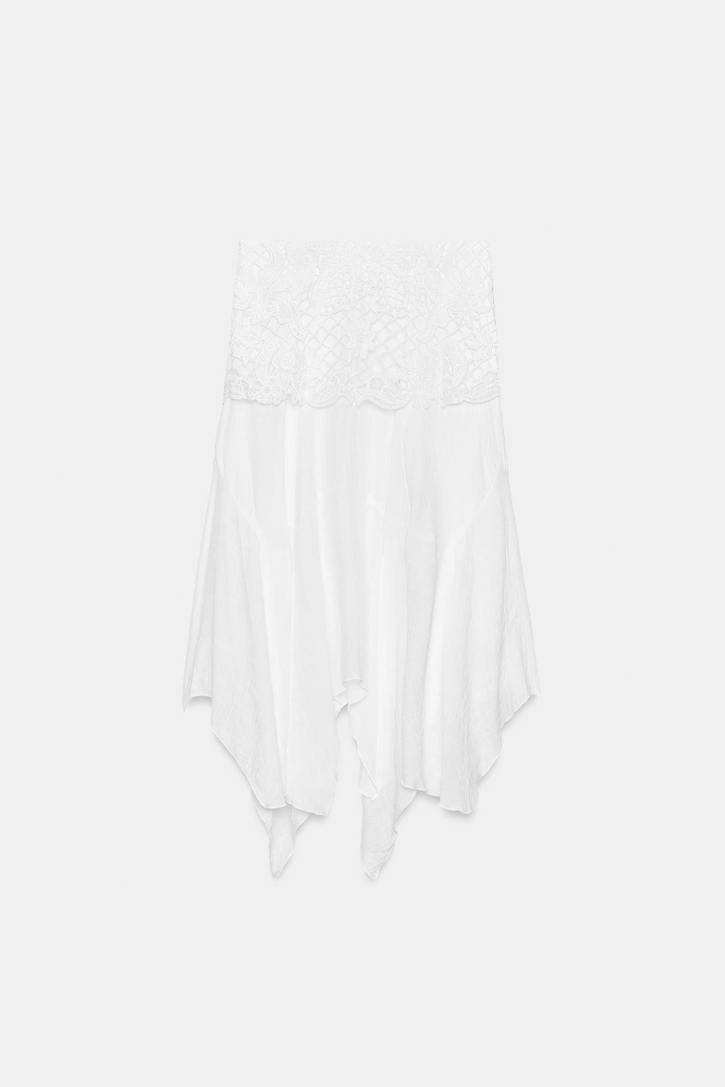 ЮБКА МИДИ АСИММЕТРИЧНОГО КРОЯ С ВЫШИВКОЙ