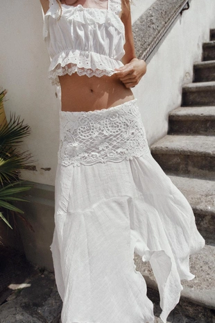 Юбка миди асимметричного кроя с вышивкой- Заказать в России