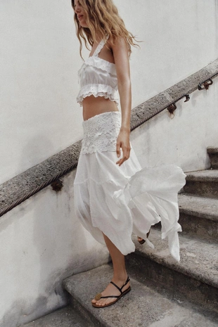 Юбка миди асимметричного кроя с вышивкой- Заказать в России