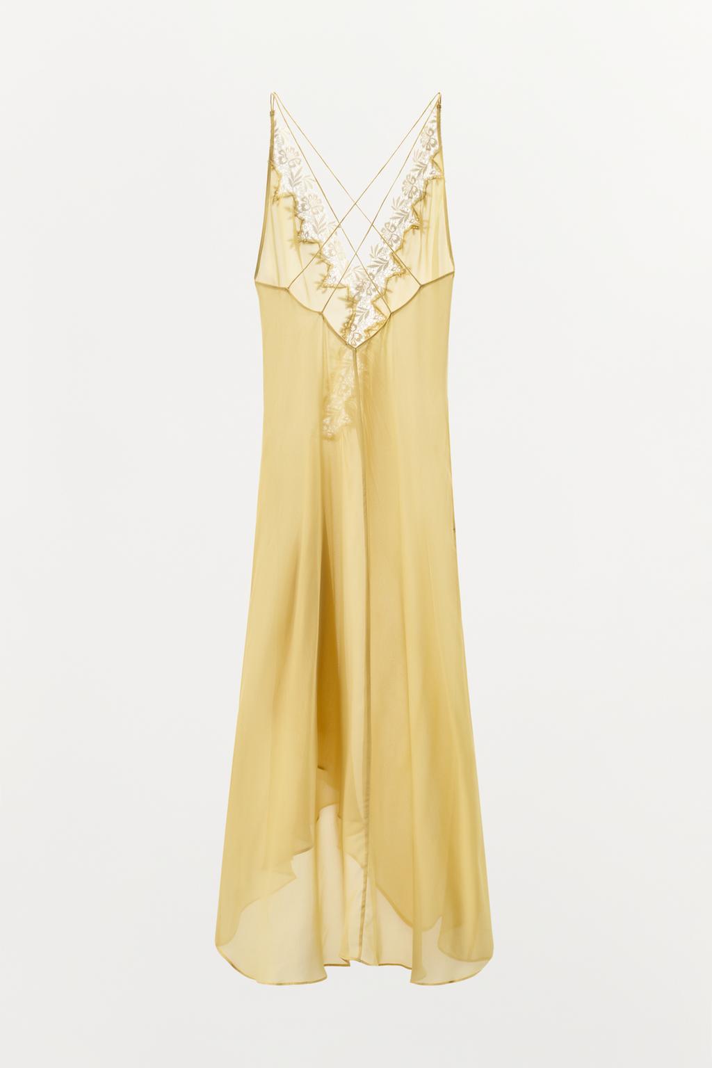 ПЛАТЬЕ ИЗ ЖОРЖЕТА С КРУЖЕВОМ И ВОЛАНАМИ